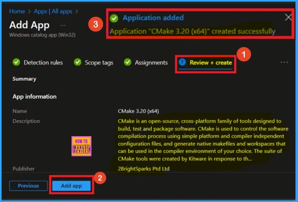 How to Install CMake App using Intune Application Model -Fig.10
