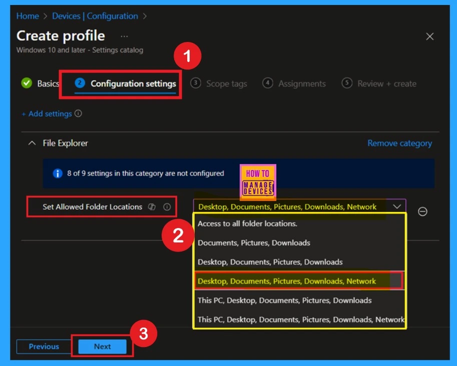 Enable or Disable Folder Locations in File Explorer using Intune Policy 5 Enable or Disable Folder Locations in File Explorer using Intune Policy- Fig.4