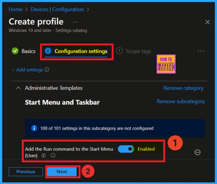 Enable or Disable Add the Run Command to the Start Menu User Policy using Intune Policy - Fig.5