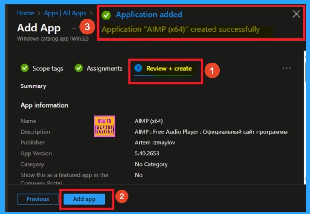 Intune Method for Installing AIMP App using Enterprise App Catalog App 11 Intune Method for Installing AIMP App using Enterprise App Catalog App - Fig.10