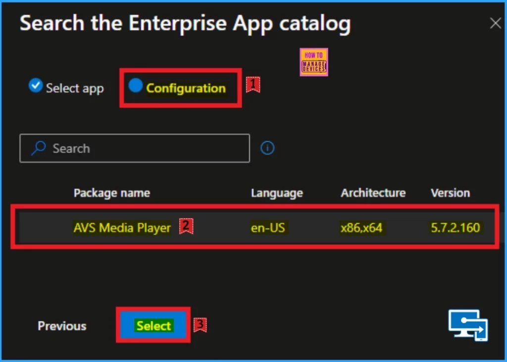 Install AVS Media Player App using Intune Enterprise App Catalog App - Fig.3