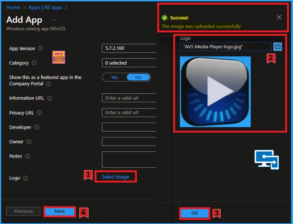 Install AVS Media Player App using Intune Enterprise App Catalog App - Fig.5