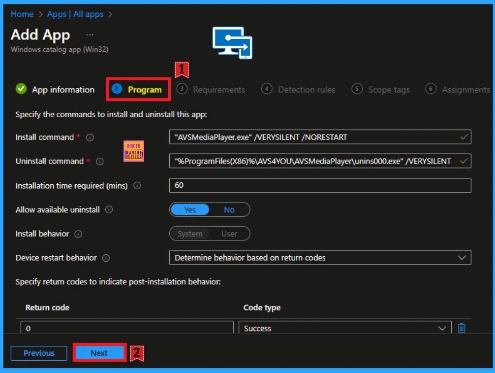 Install AVS Media Player App using Intune Enterprise App Catalog App - Fig.6