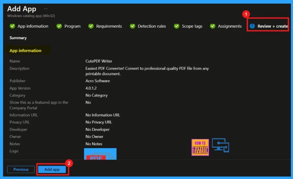 Best way to Install CutePDF Writer using Intune Application Model - Fig.9