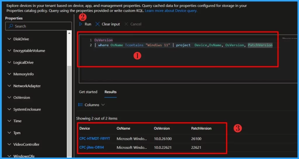 Explore Microsoft Intune Device Query for Multiple Devices using KQL. Fig.06