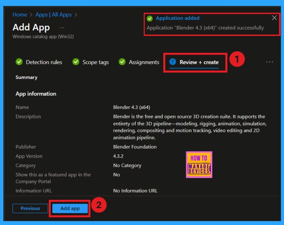 Deploy Blender Application using Intune App Model 11 Deploy Blender Application using Intune App Model - Fig.10