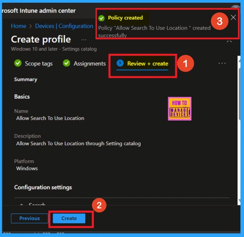 Enable Disable Search to Use Location Policy using Intune 9 Enable Disable Search to Use Location Policy Deployment through Intune Setting Catalog - Fig.8