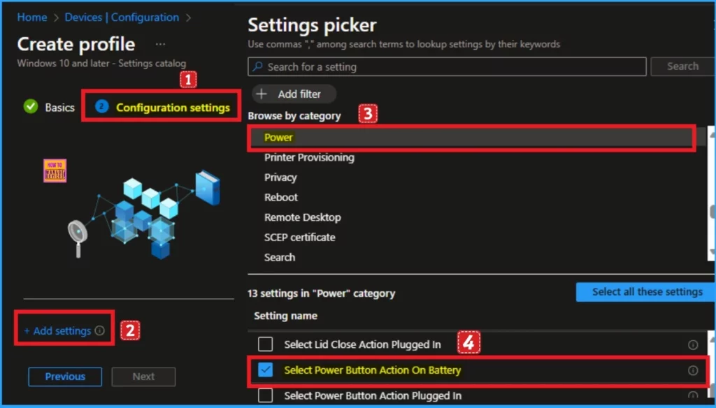 Enable Disable Power Button Action on Battery using Intune Settings Catalog Policy 5 Enable Disable Power Button Action on Battery using Intune Settings Catalog Policy - Fig.4