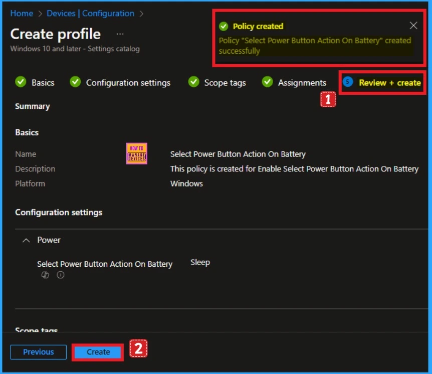 Enable Disable Power Button Action on Battery using Intune Settings Catalog Policy 9 Enable Disable Power Button Action on Battery using Intune Settings Catalog Policy - Fig.8