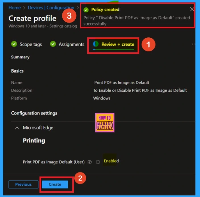 Enable Disable Print PDF as Image Default using Intune Security Policy 9 Enable Disable Print PDF as Image Default using Intune Security Policy - Fig.8