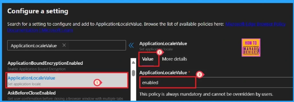 Enable Disable Application Locale Value Policy in Microsoft Edge Browser using M365 Admin Center 5 Enable Disable Application Locale Value Policy in Microsoft Edge Browser using M365 Admin Center - Fig.4