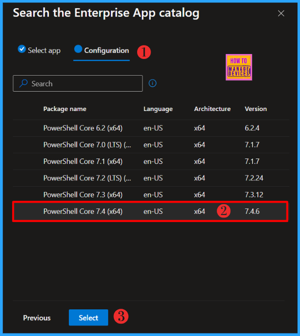 Install PowerShell 7 on Windows Machines using Intune Enterprise App Catalog App . Fig.06