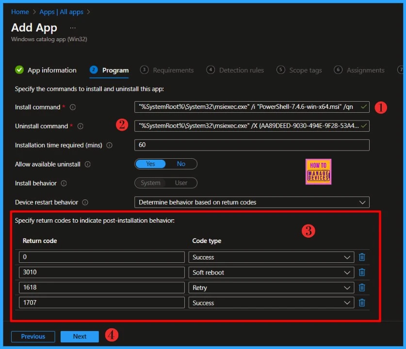 Install PowerShell 7 on Windows Machines using Intune Enterprise App Catalog App . Fig.08