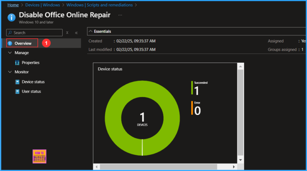 Simple Method to Disable Office Online Repair with Intune PowerShell Script. Fig. 8