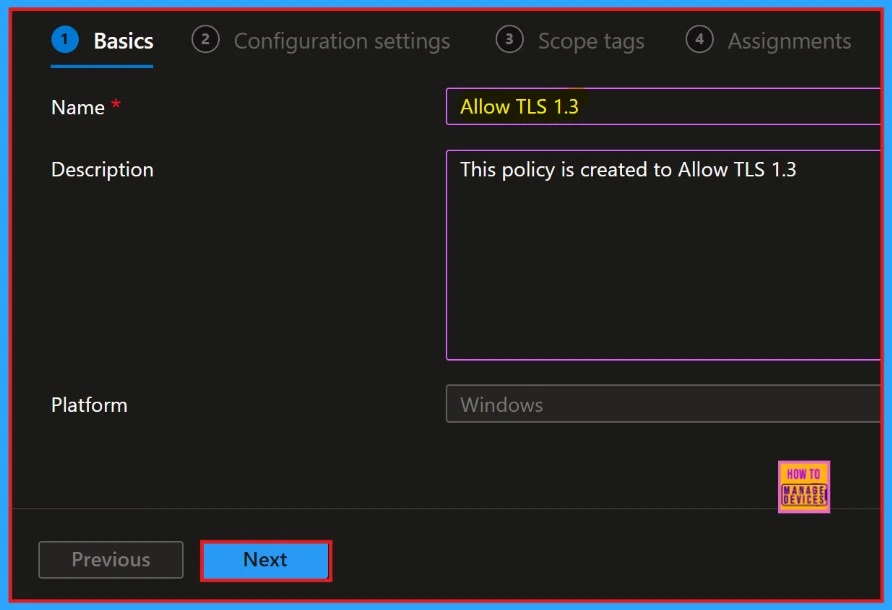Enable or Disable TLS13 for EAP Client Authentication using Intune Settings Catalog Policy - Fig.4
