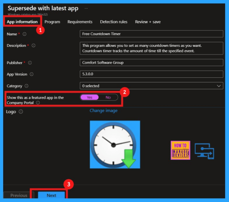 Best way to Update Free Countdown Timer App using Intune Supersede App - Fig.4