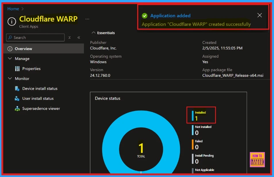 Deploy Cloudflare WARP using Intune Enterprise App Catalog App - Fig.13