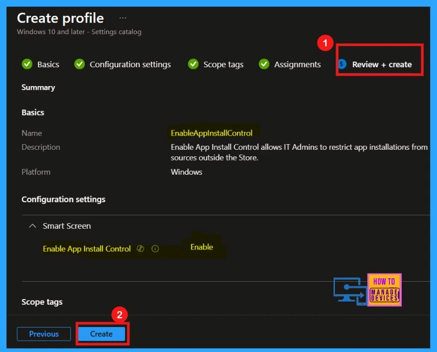 Enable or Disable App Install Control Policy using Intune Setting Catalog - Fig.11