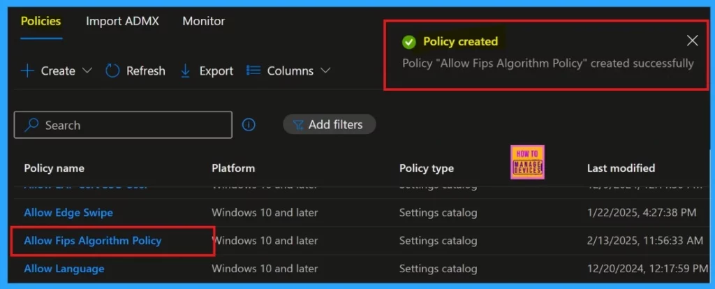 Allows or Disallows the FIPS Algorithm Policy using Intune Setting Catalog - Fig.13