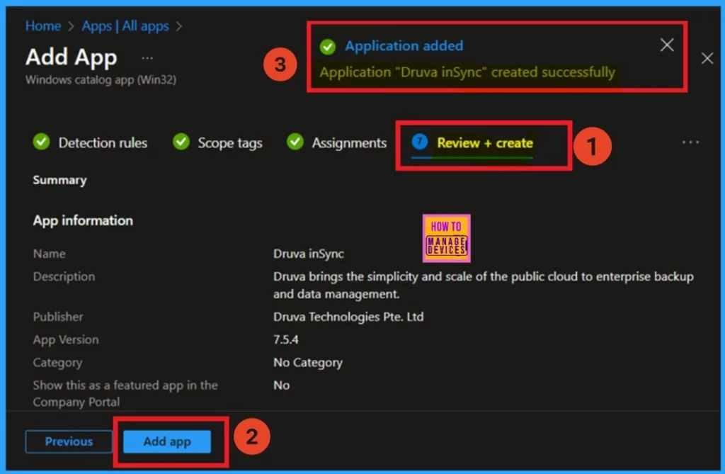 How to Install Druva InSync App using Intune Enterprise App Catalog - Fig.10