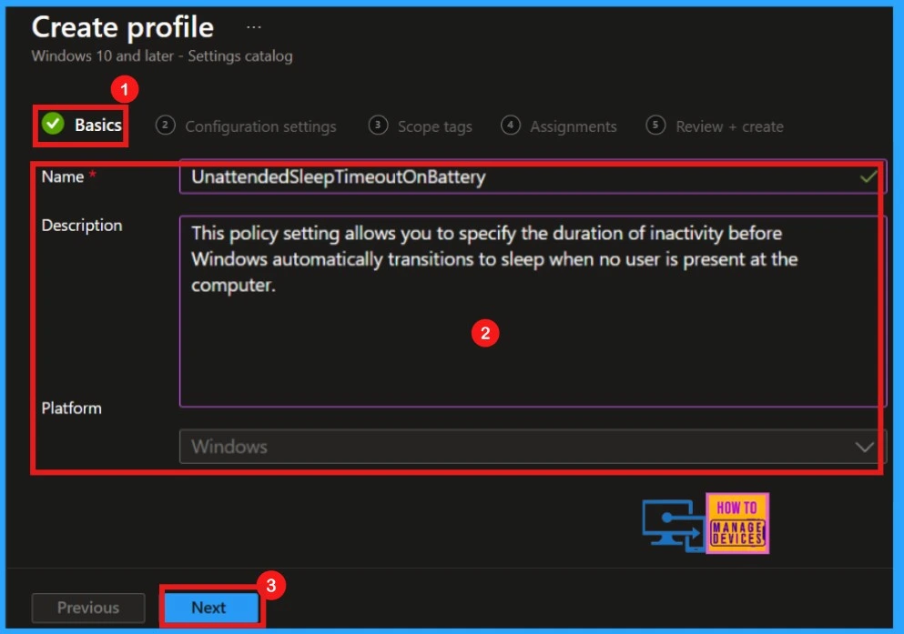 Enable or Disable Unattended Sleep Timeout on Battery using Intune Policy - Fig.2