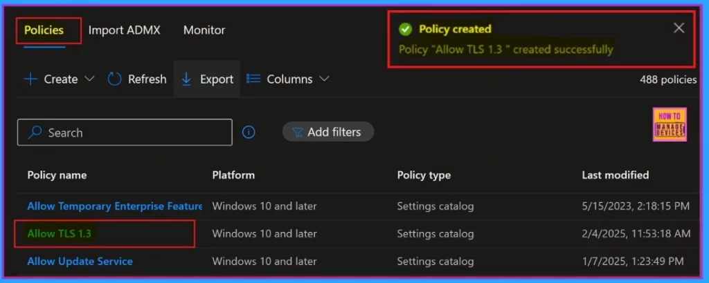 Enable or Disable TLS13 for EAP Client Authentication using Intune Settings Catalog Policy - Fig.11