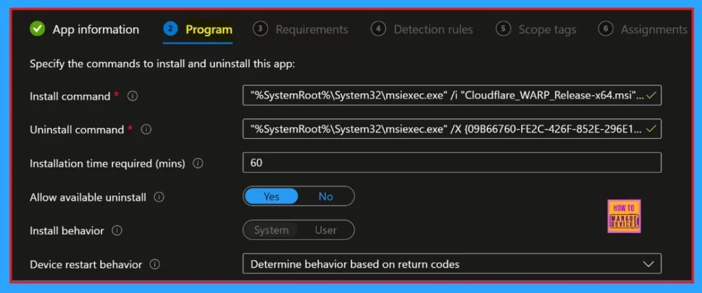 Deploy Cloudflare WARP using Intune Enterprise App Catalog App - Fig.6