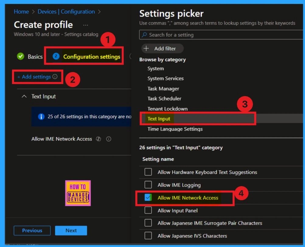 Enable or Disable IME Network Access for Text Input using Intune Policy 5 Enable or Disable IME Network Access for Text Input using Intune Policy- Fig.4