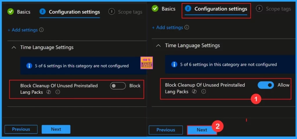 Allow or Block Cleanup of Unused Preinstalled Language Packs using Intune 8 Allow or Block Cleanup of Unused Preinstalled Language Packs using Intune Settings Catalog - Fig.7