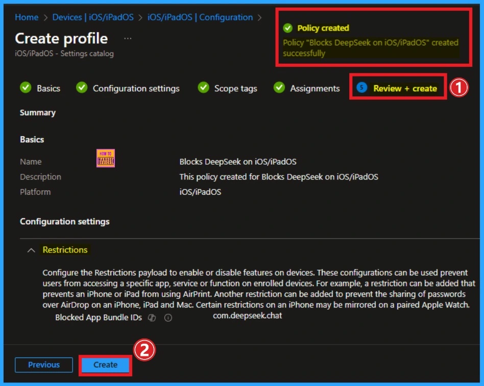 Block DeepSeek on iOS or iPadOS using Intune Blocked App Bundle IDs Policy - Fig.11