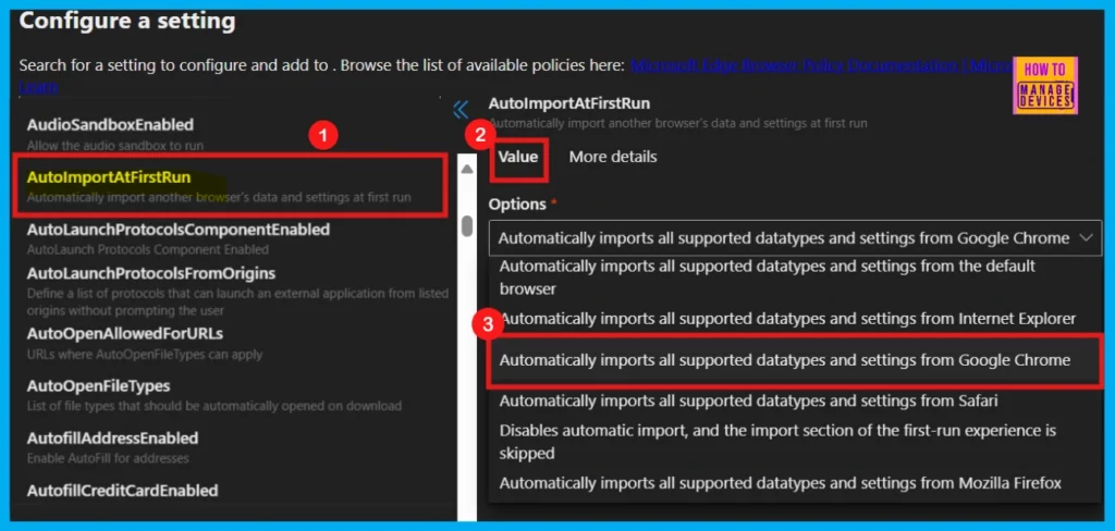 How to Configure Auto Import At First Run Policy in Edge Browser using M365 Admin Center - Fig.4