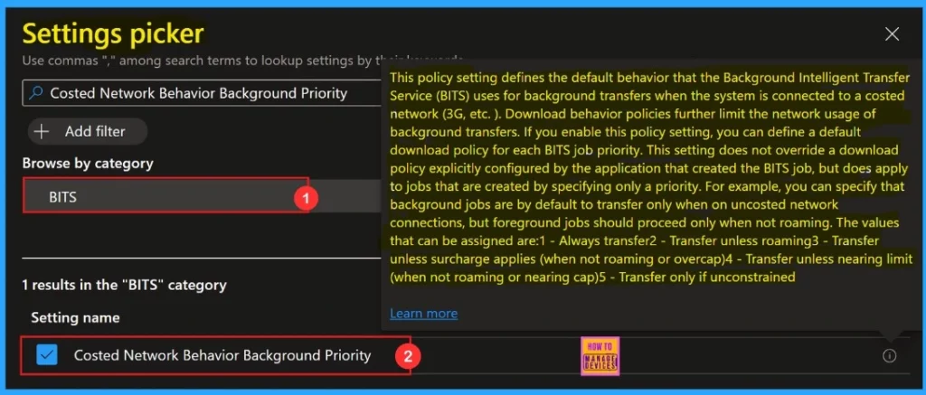 How to Set Always Transfer in Costed Network Behavior Background Priority using Intune Policy - Fig.6