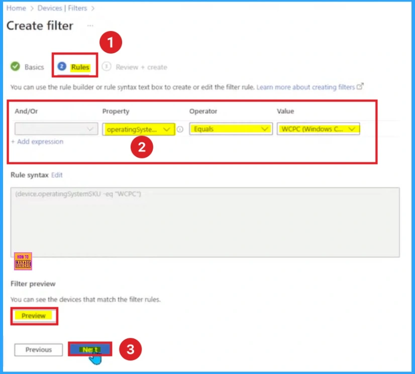 How to Create a Device Filter for Windows 365 Link Device using Intune - Fig.4 - Creds to MS
