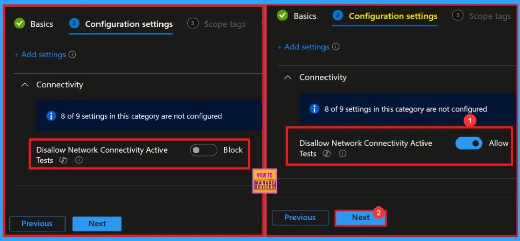 Allow or Disallow Network Connectivity Active Tests using Intune Setting Catalog 8 Allow or Disallow Network Connectivity Active Tests Using Intune Setting Catalog - Fig.7