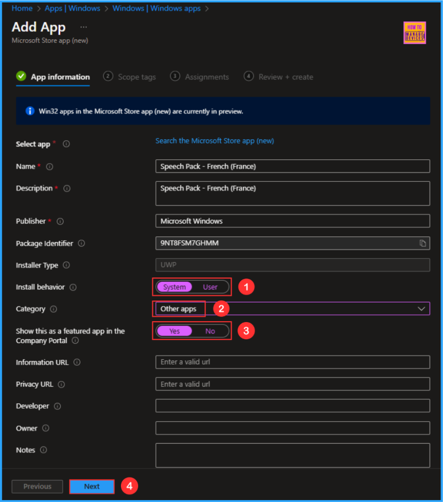 Easy Method to Install Speech Pack using Microsoft Intune. Fig. 6