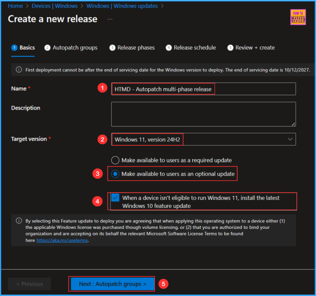 Easy way to Create Autopatch Multi-Phase Release with Intune. Fig. 4