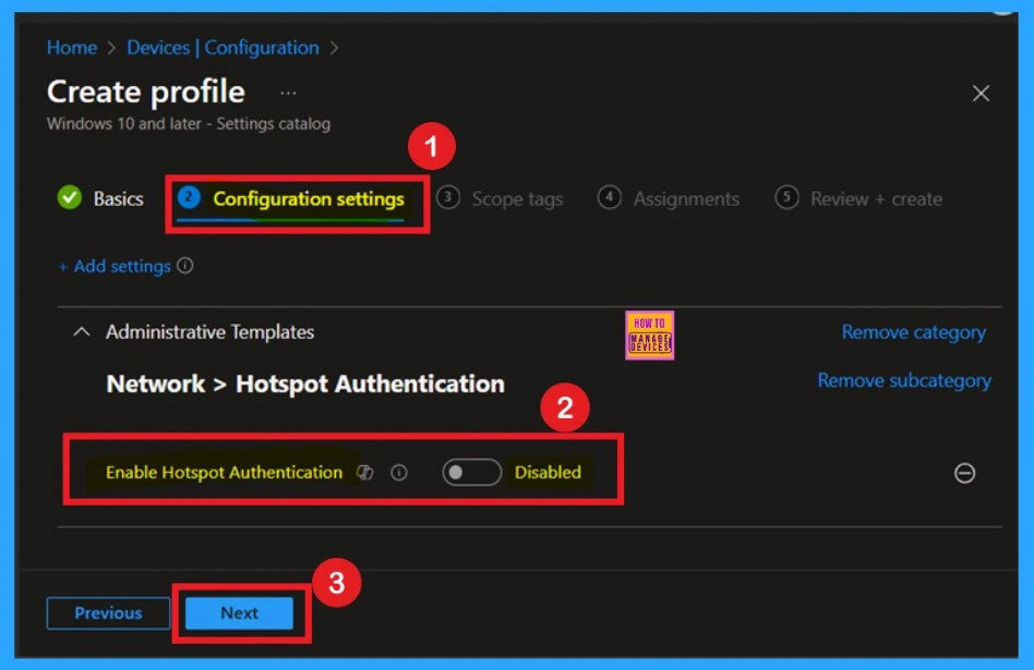Enable Disable Hotspot Authentication using Intune Policy - Fig.5