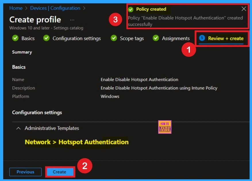 Enable Disable Hotspot Authentication using Intune Policy - Fig.9