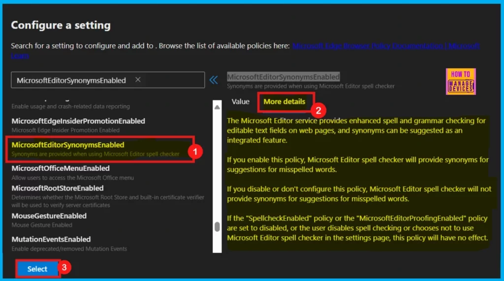 Enable or Disable Microsoft Editor Synonyms Policy in Edge Browser using M365 Admin Center 6 Enable or Disable Microsoft Editor Synonyms Policy in Edge Browser using M365 Admin Center - Fig.5