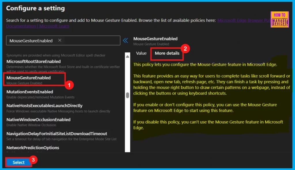 Enable or Disable Mouse Gesture Policy in MS Edge Browser using M365 Admin Center 5 Enable or Disable Mouse Gesture Policy in Microsoft Edge Browser using M365 Admin Center - Fig.4