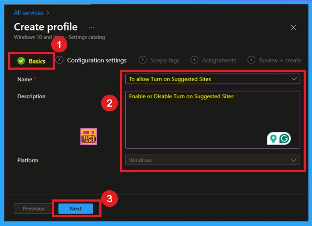 Enable or Disable Suggested Sites in Microsoft Edge using Intune Policy-Fig.3