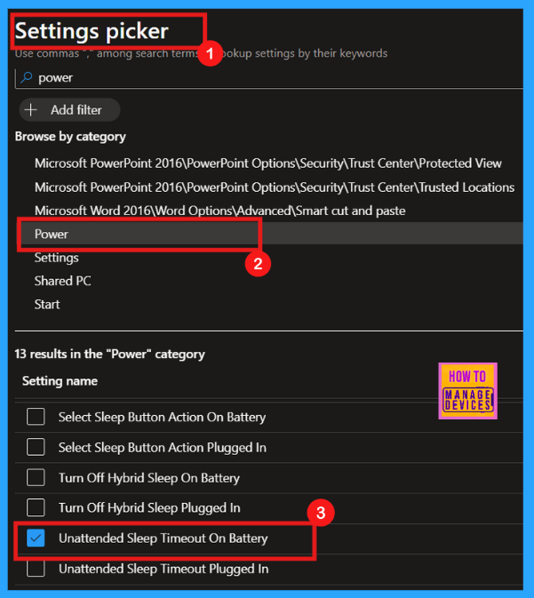 Enable or Disable Unattended Sleep Timeout on Battery using Intune Policy - Fig.4