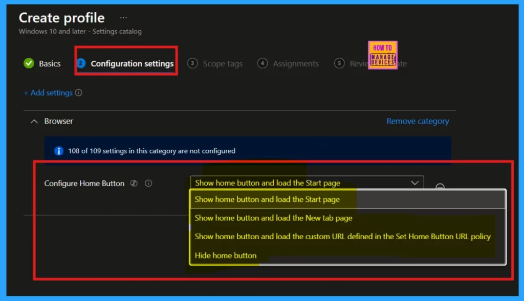 How to Configure Home Button and Load Start Page using Intune Policy - Fig.7