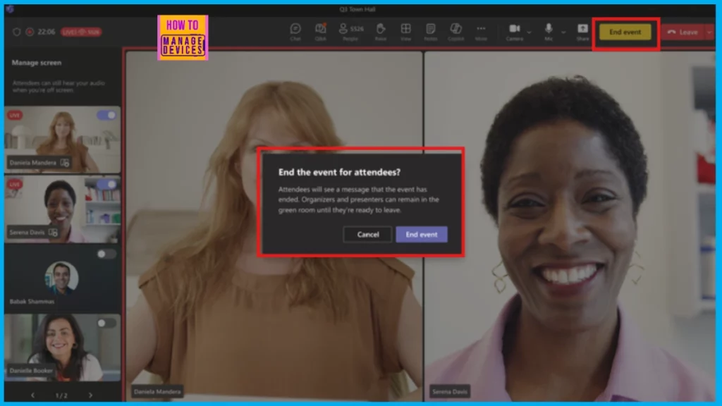 How to use New End Event Button in MS Teams to Enhance Town Halls Webinars and Meetings 2 How to use New End Event Button in MS Teams to Enhance Town Halls Webinars and Meetings -Fig.2 (Credits to MS)