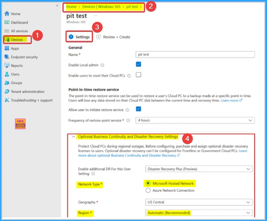 How to Configure Windows 365 Disaster Recovery Plus in Intune - Fig.2 - Creds to MS
