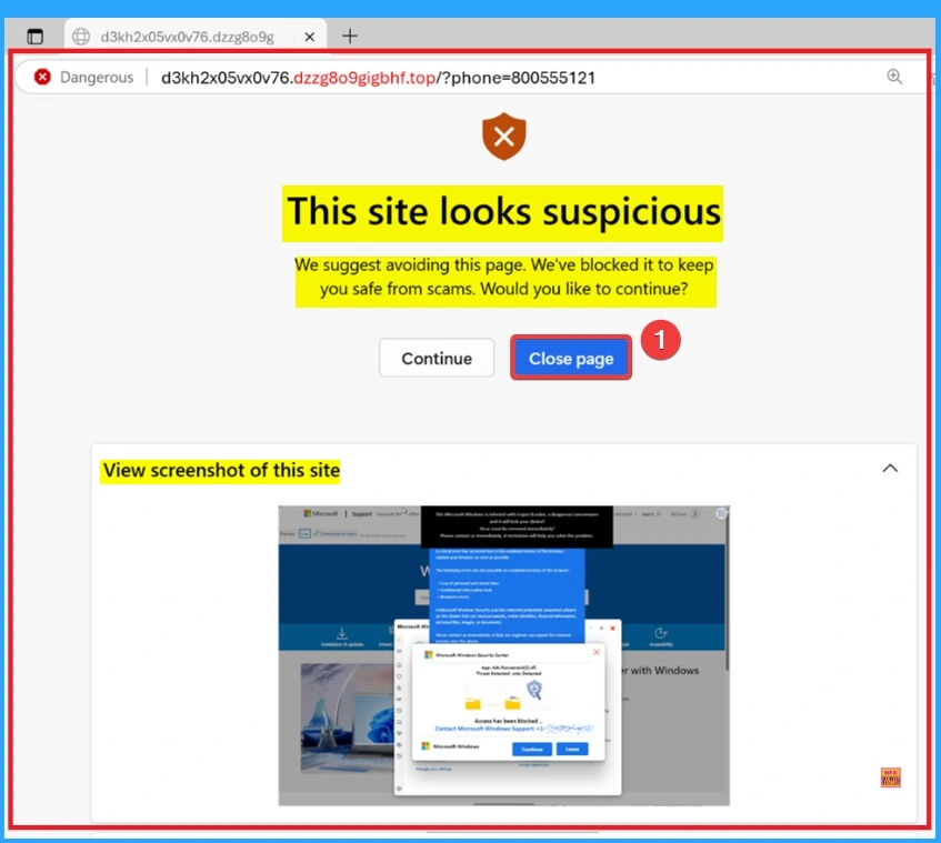 How to Enable Scareware Blocker in Microsoft Edge Browser to Protect Against Scams - Fig.4 - Creds to MS