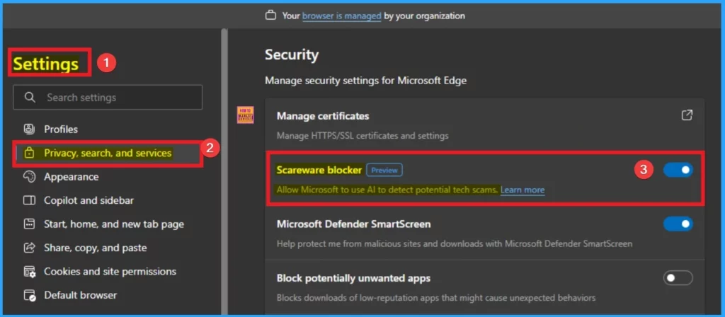 How to Enable Scareware Blocker in Microsoft Edge Browser to Protect Against Scams - Fig.2