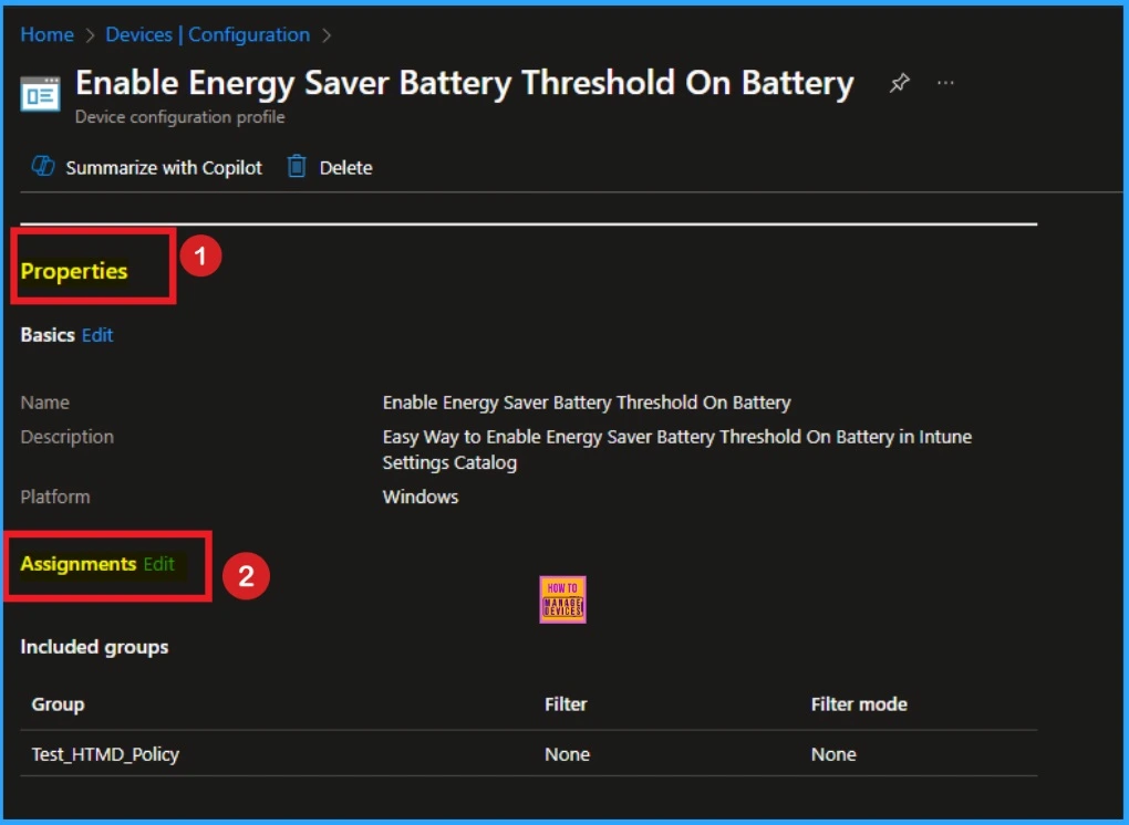 How to Remove Assigned Group from Energy Saver Battery Threshold Policy in Intune Settings Catalog 5 How to Remove Assigned Group from Energy Saver Battery Threshold On Battery Policy in Intune Settings Catalog - Fig.5