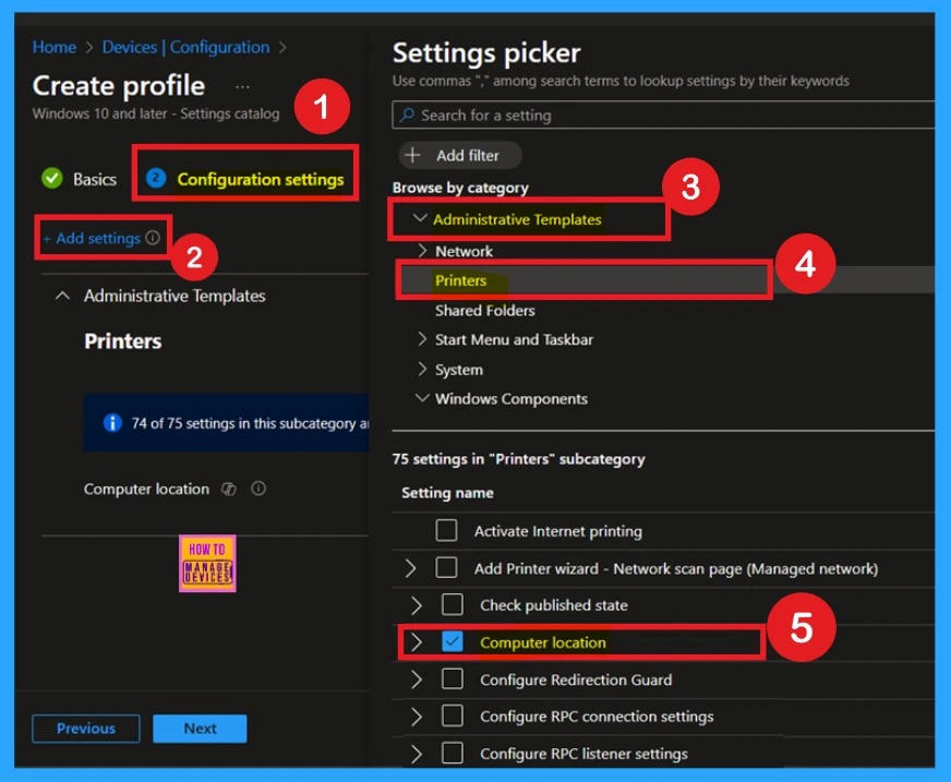 Enable or Disable Physical Computer Location Support for Printers using Intune Policy - Fig.4