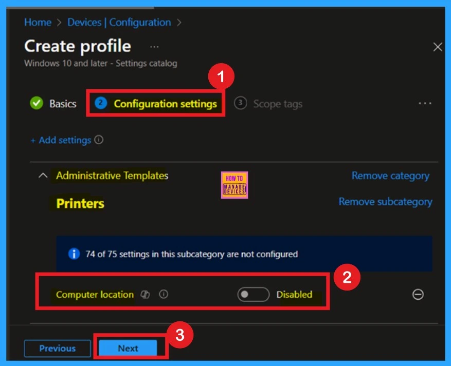 Enable or Disable Physical Computer Location Support for Printers using Intune Policy - Fig.5